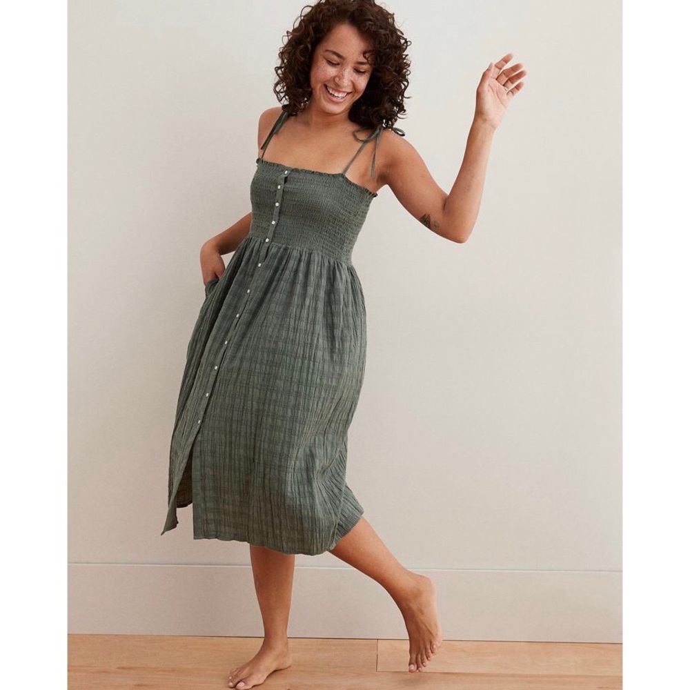 Smocked Button Down Dress